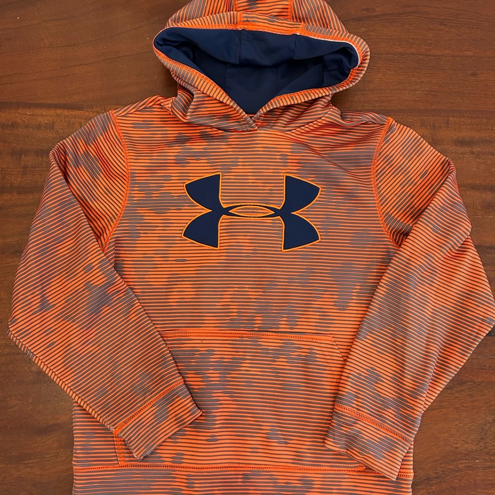 Youth Small Under Armour Orange Striped Hoodie
